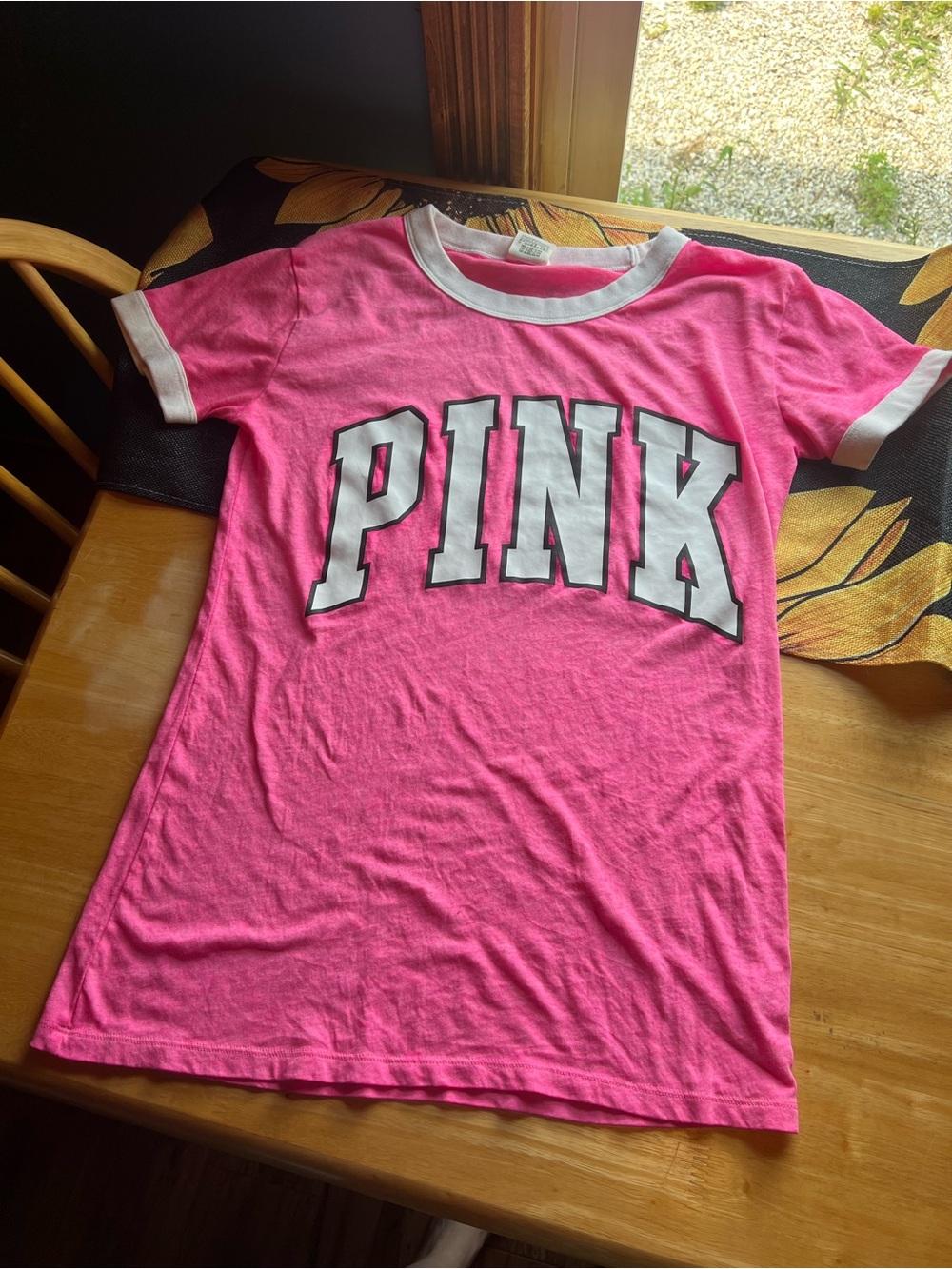 PINK Victoria's Secret' Hot Pink Ringer Tee